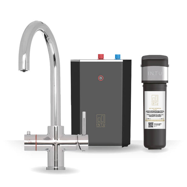 INTU Asprey Chrome & Solo Noir 3-1 Swan Instant Boiling Water  With Installation